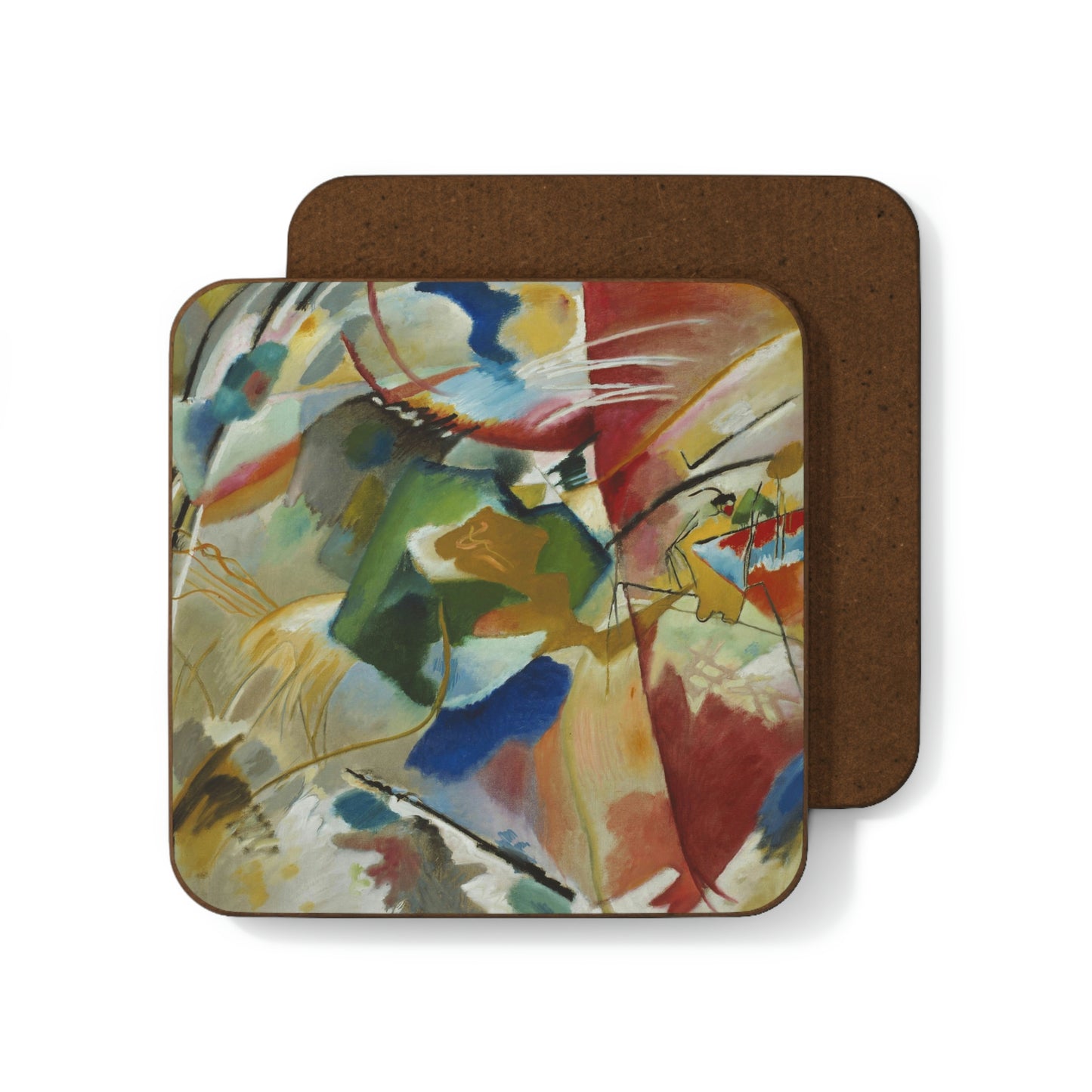 Painting with Green Center, Kandinsky Hardboard Back Coaster