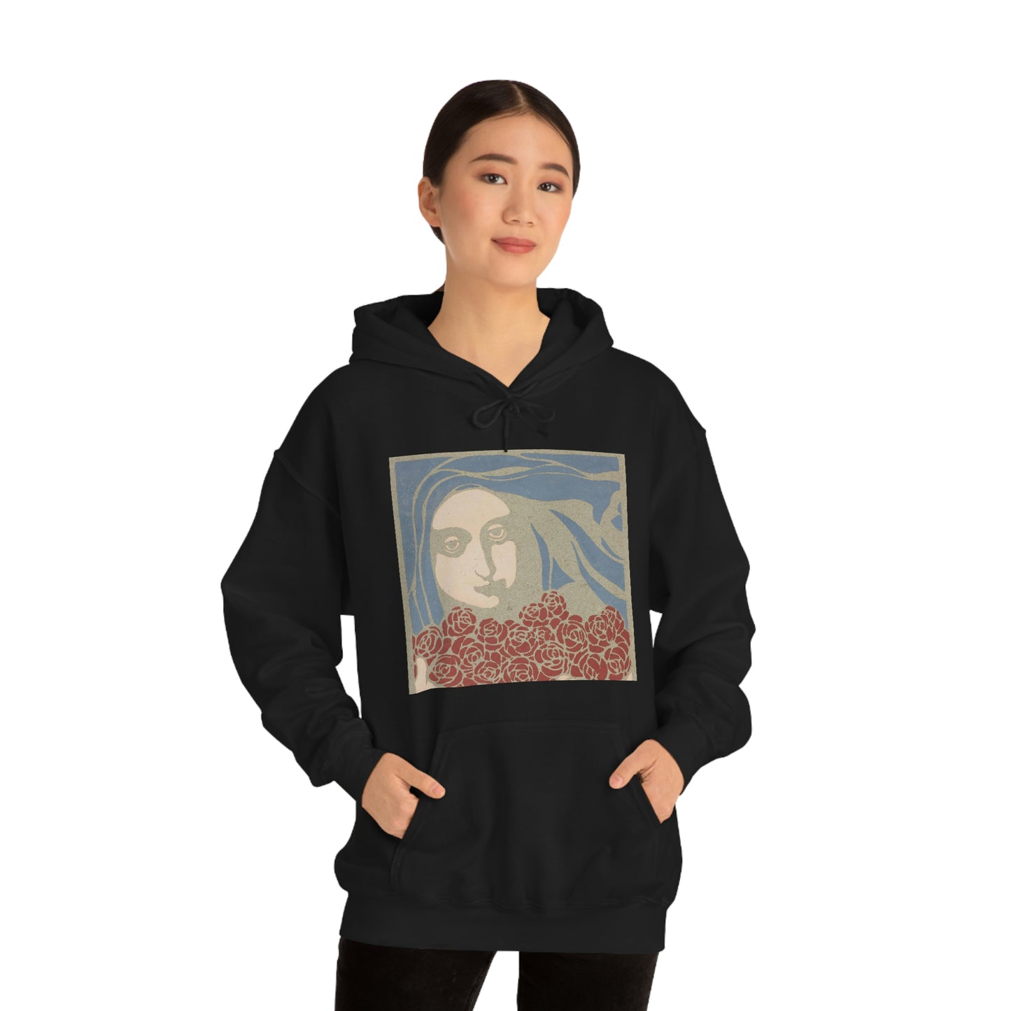 Woman's Head with Roses, Koloman Moser- Unisex Heavy Blend™ Hooded Sweatshirt