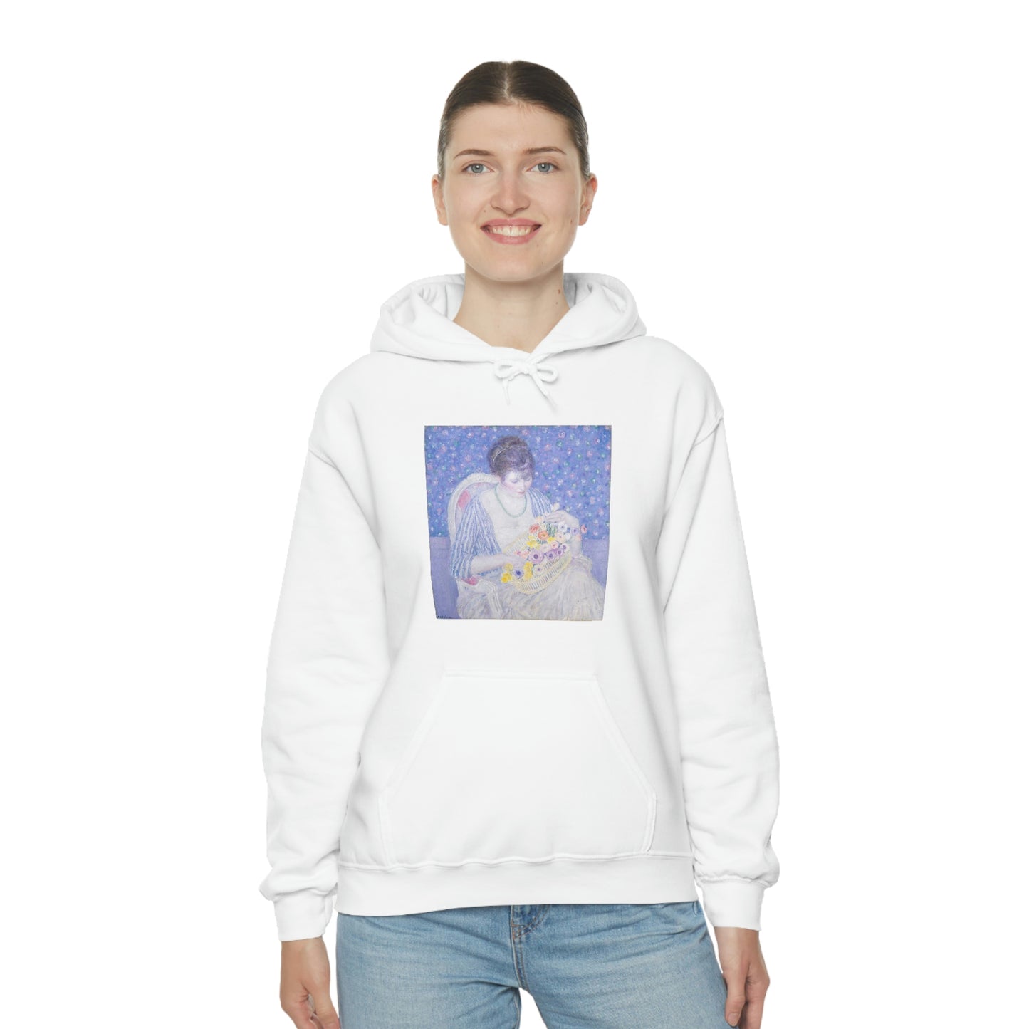 Basket of Flowers, Frederick Carl Frieseke - Unisex Heavy Blend™ Hooded Sweatshirt