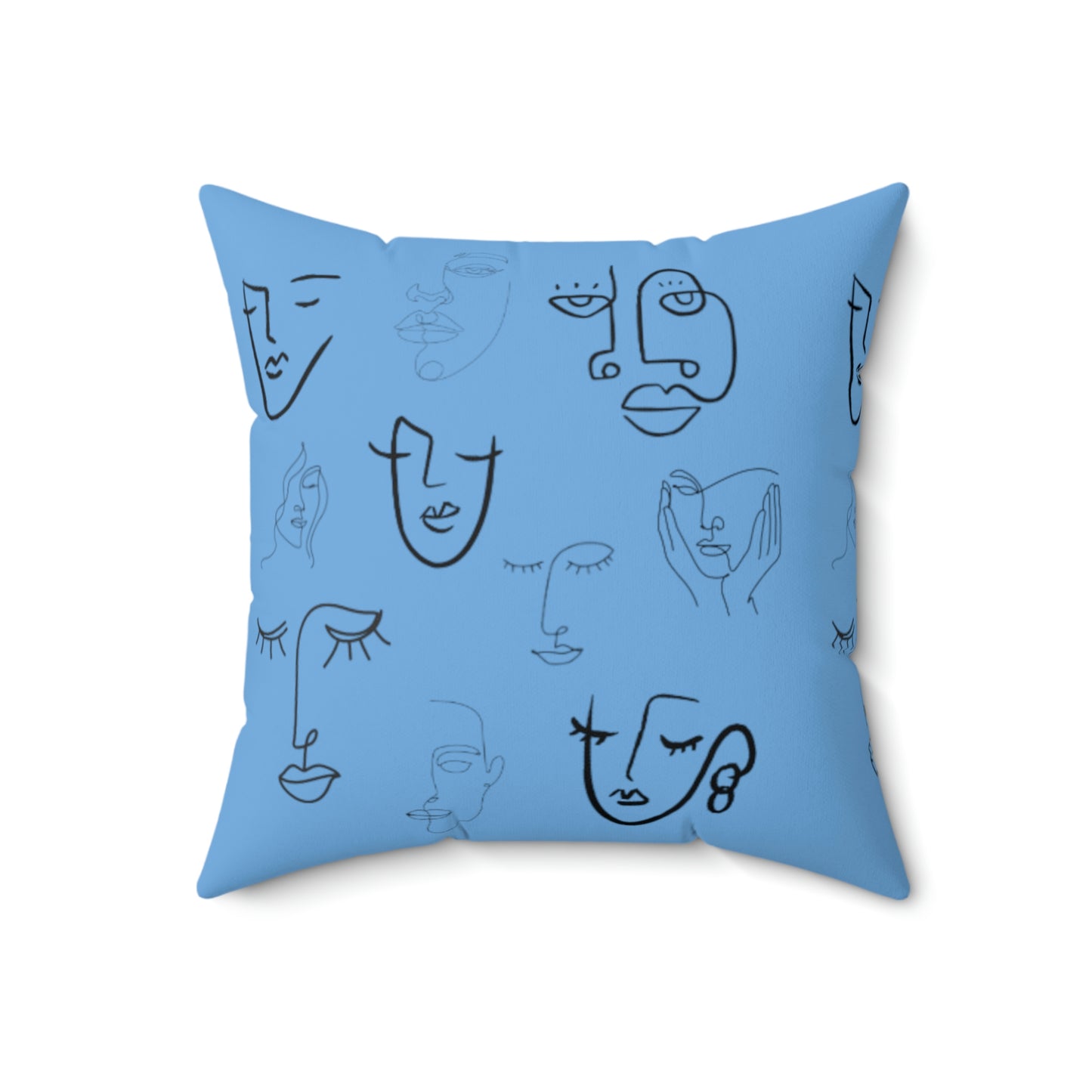 Many Faces blue - Spun Polyester Square Pillow