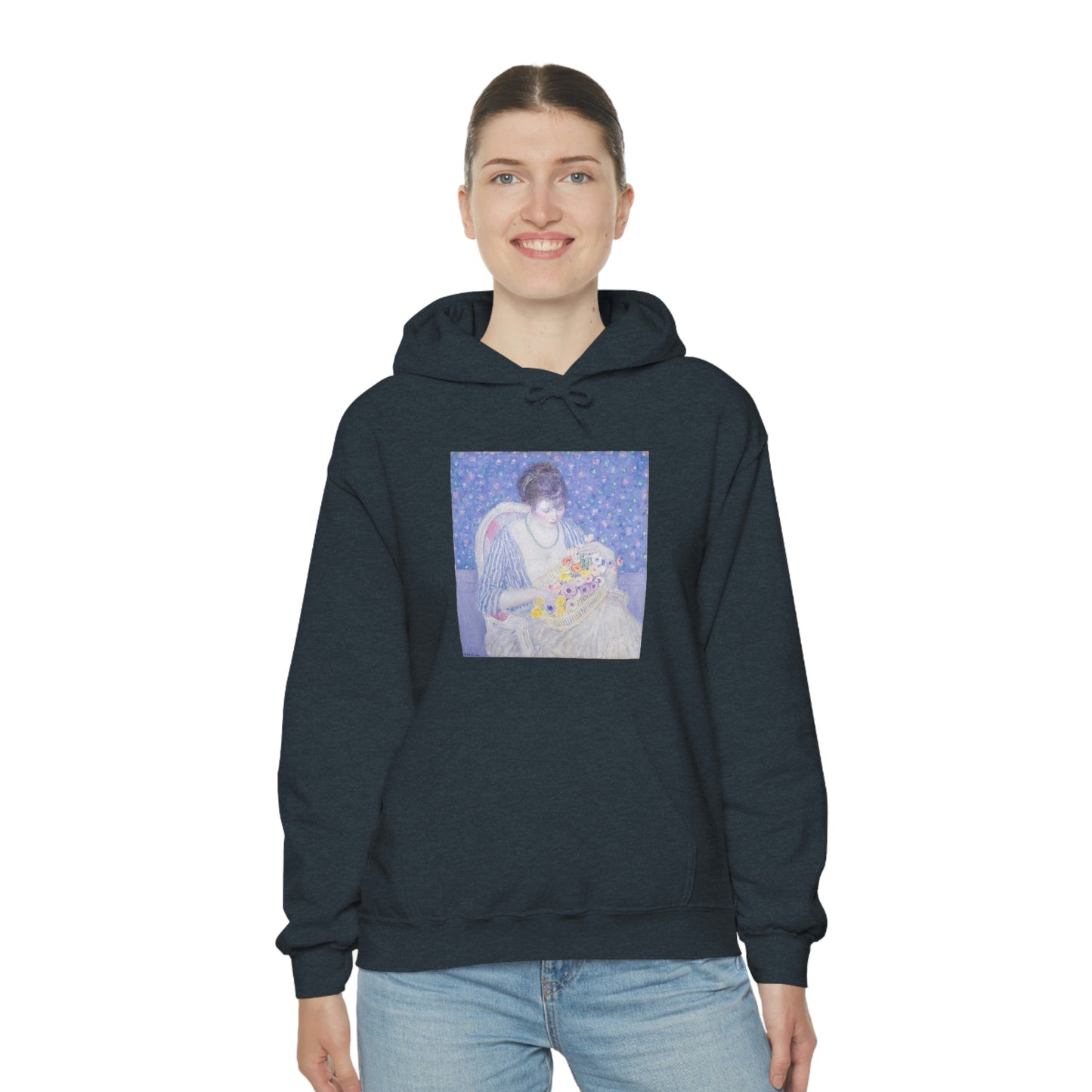 Basket of Flowers, Frederick Carl Frieseke - Unisex Heavy Blend™ Hooded Sweatshirt