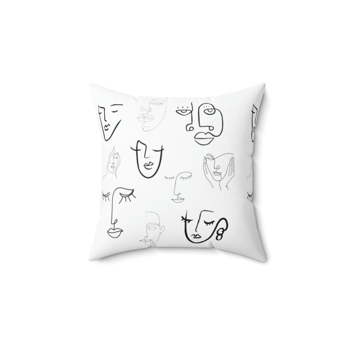 Many Faceswhite - Spun Polyester Square Pillow