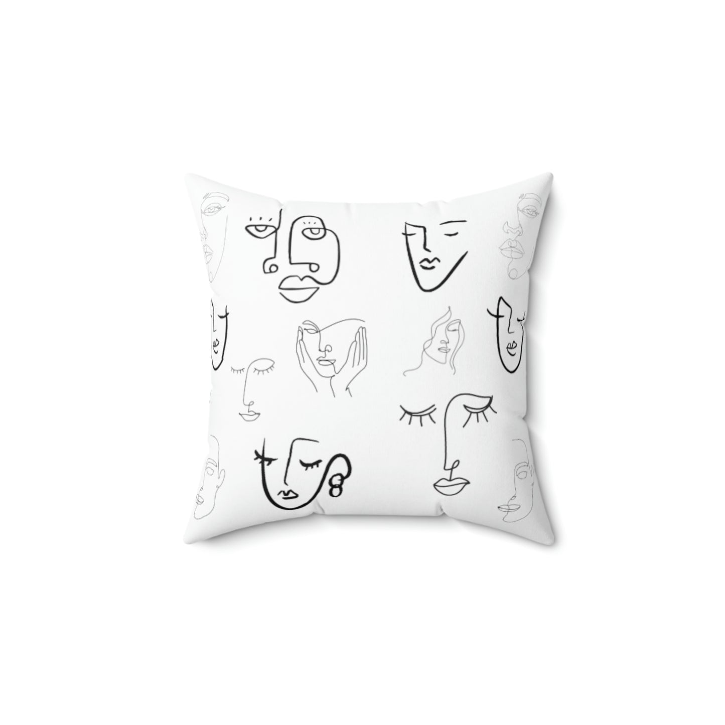 Many Faceswhite - Spun Polyester Square Pillow