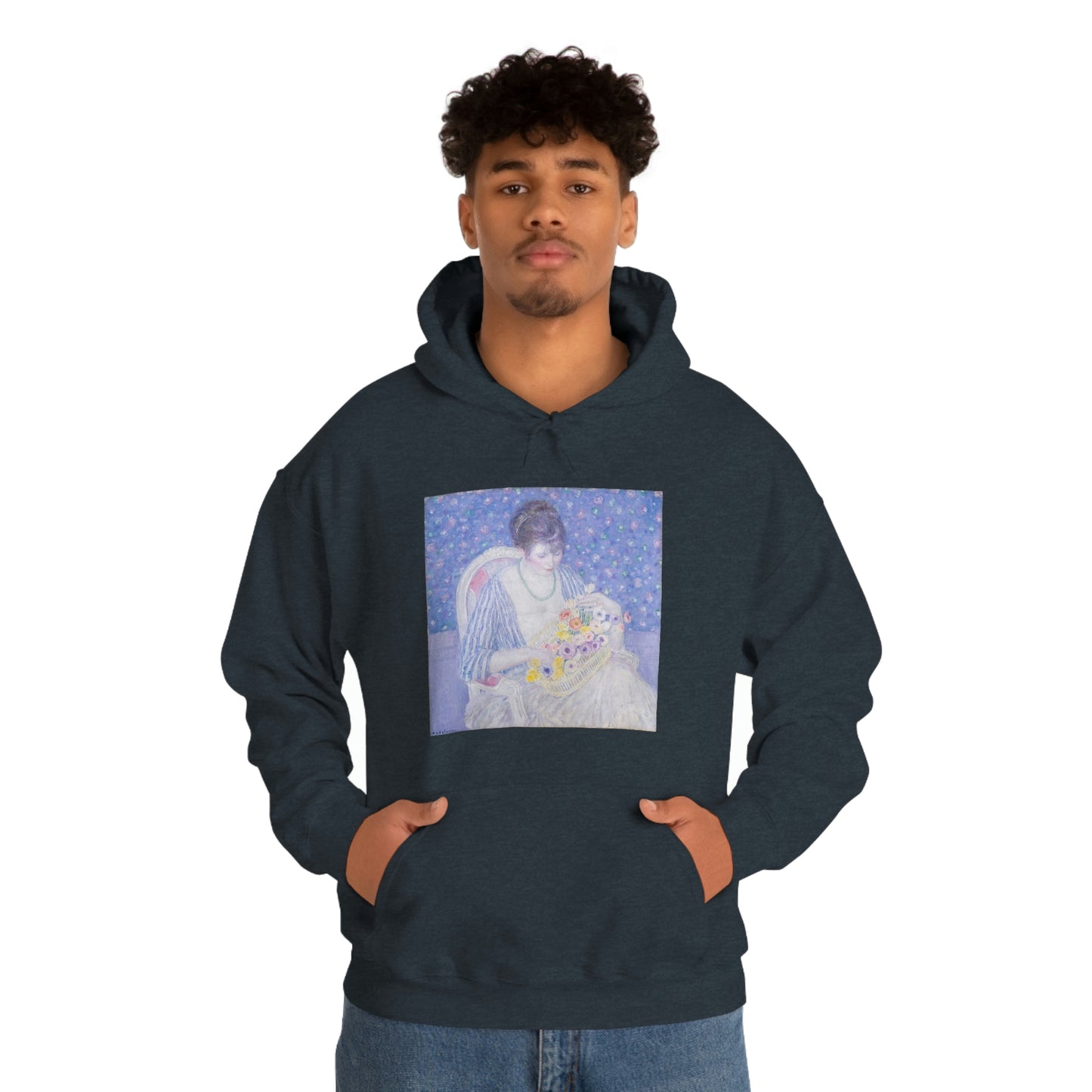 Basket of Flowers, Frederick Carl Frieseke - Unisex Heavy Blend™ Hooded Sweatshirt