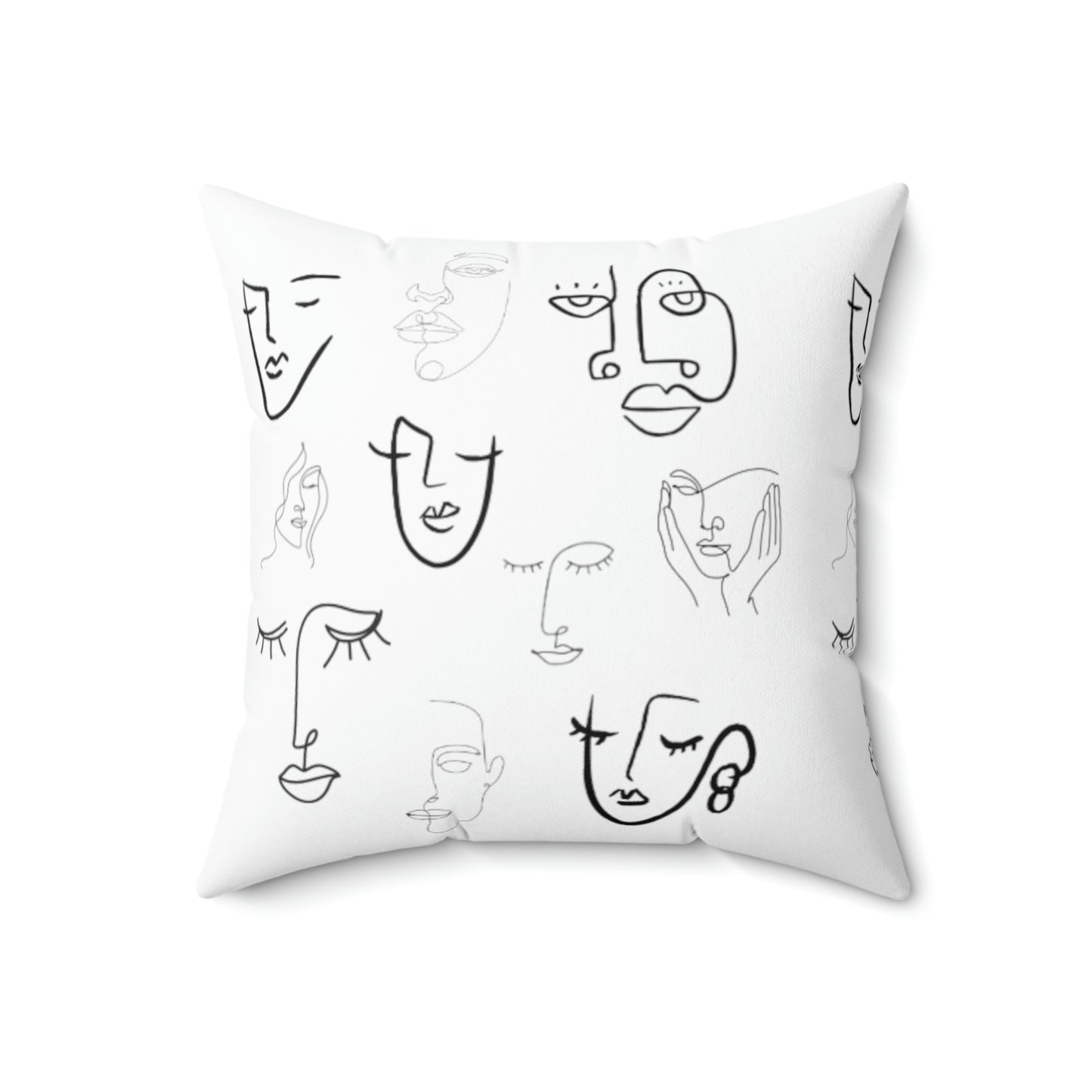 Many Faceswhite - Spun Polyester Square Pillow