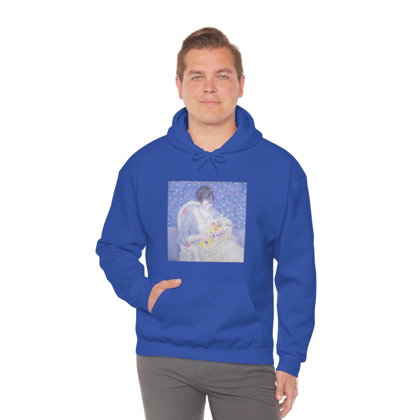 Basket of Flowers, Frederick Carl Frieseke - Unisex Heavy Blend™ Hooded Sweatshirt