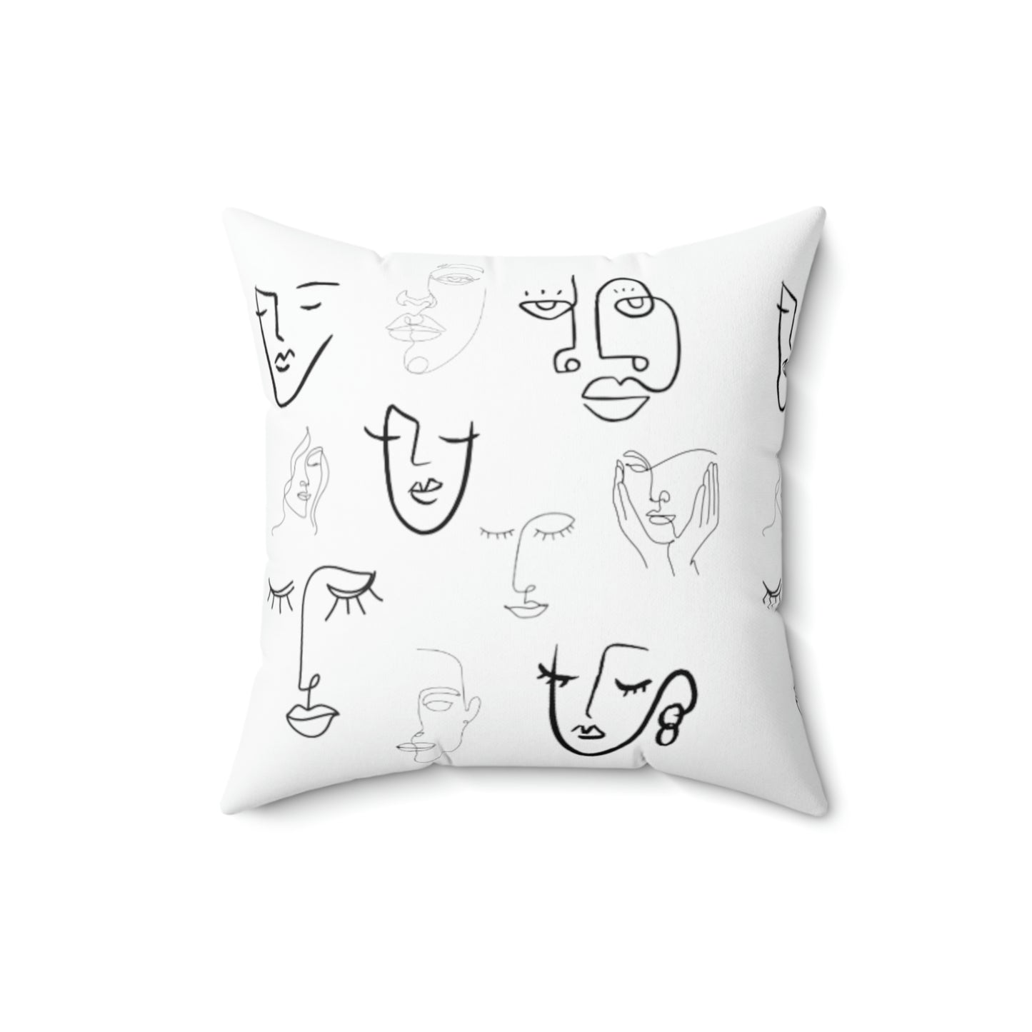 Many Faceswhite - Spun Polyester Square Pillow