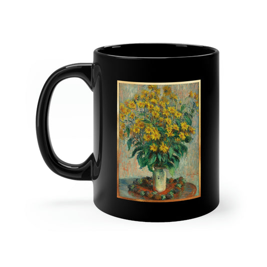 Monet Flowers - Black mug 11oz
