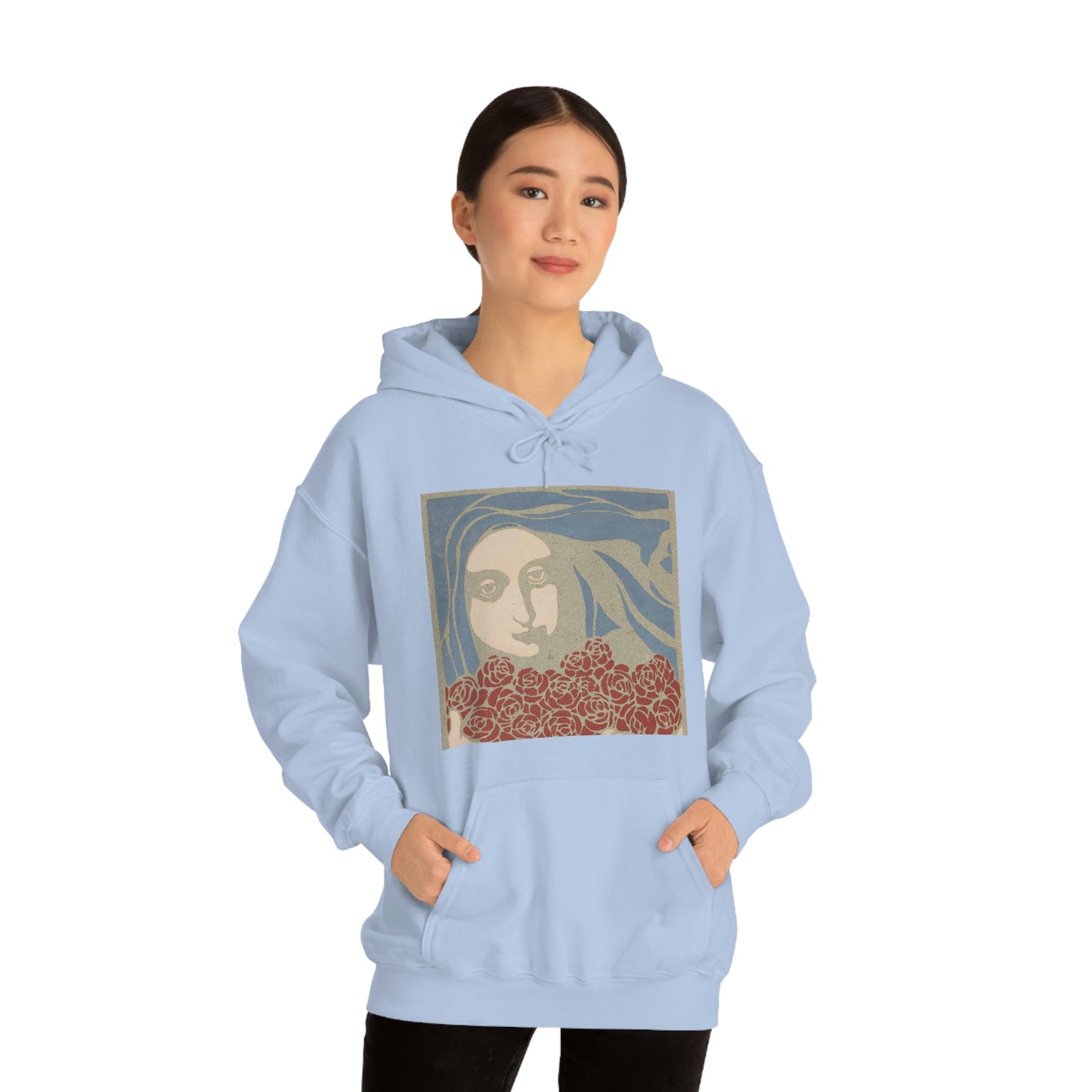 Woman's Head with Roses, Koloman Moser- Unisex Heavy Blend™ Hooded Sweatshirt