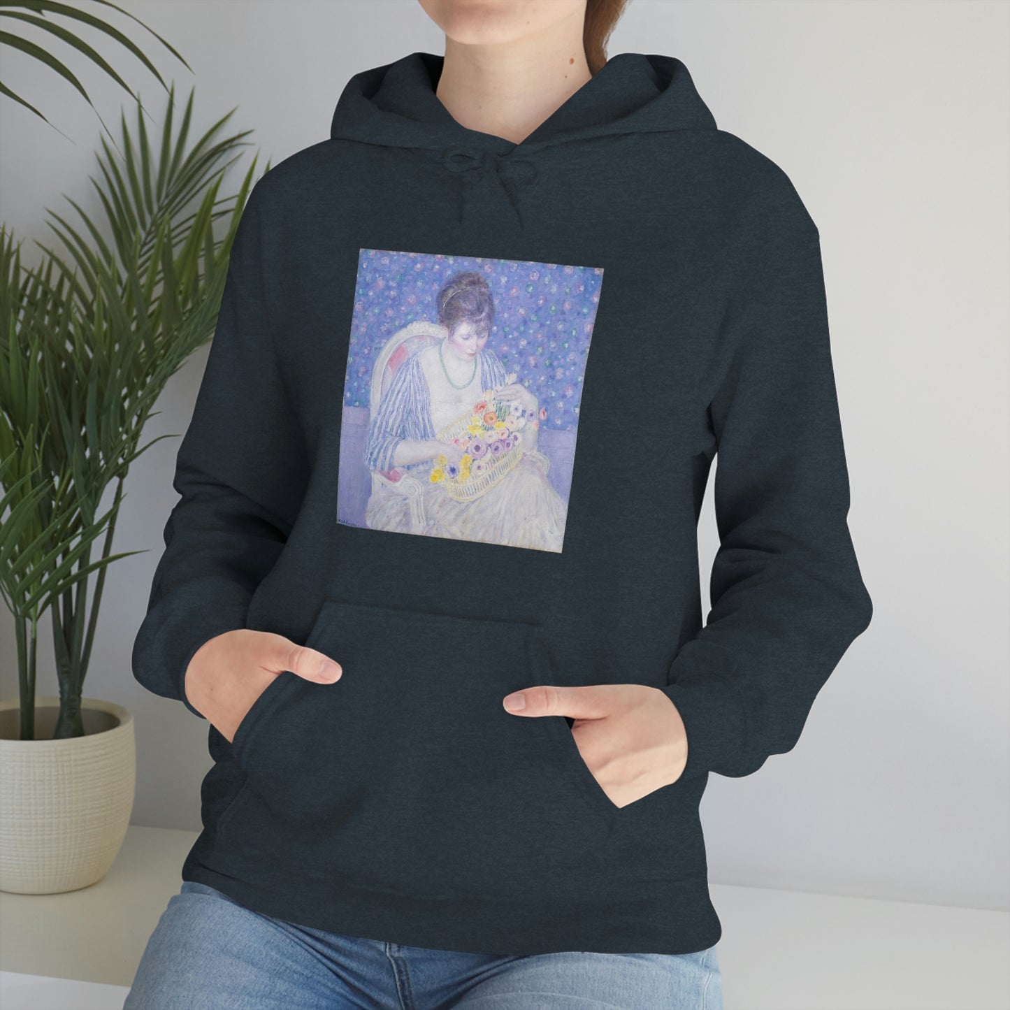 Basket of Flowers, Frederick Carl Frieseke - Unisex Heavy Blend™ Hooded Sweatshirt