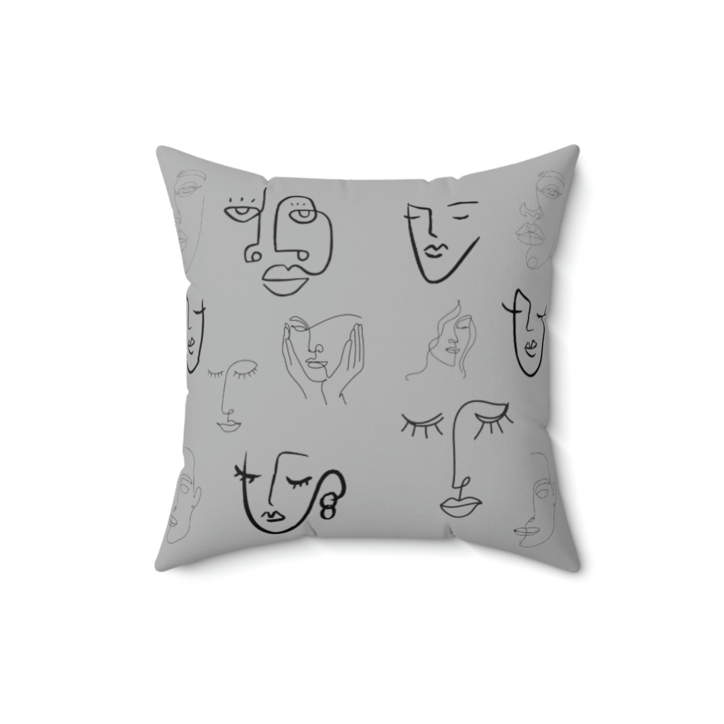 Many Faces grey - Spun Polyester Square Pillow