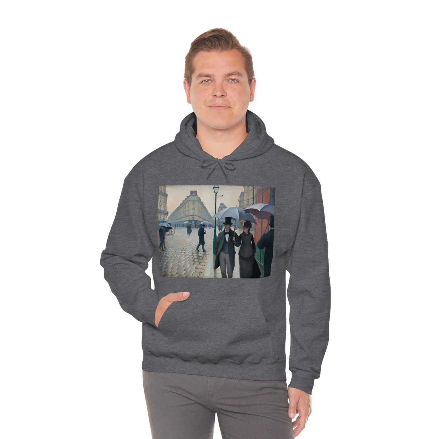 Paris Street, Rainy Day, Gustave Cailebotte - Unisex Heavy Blend™ Hooded Sweatshirt