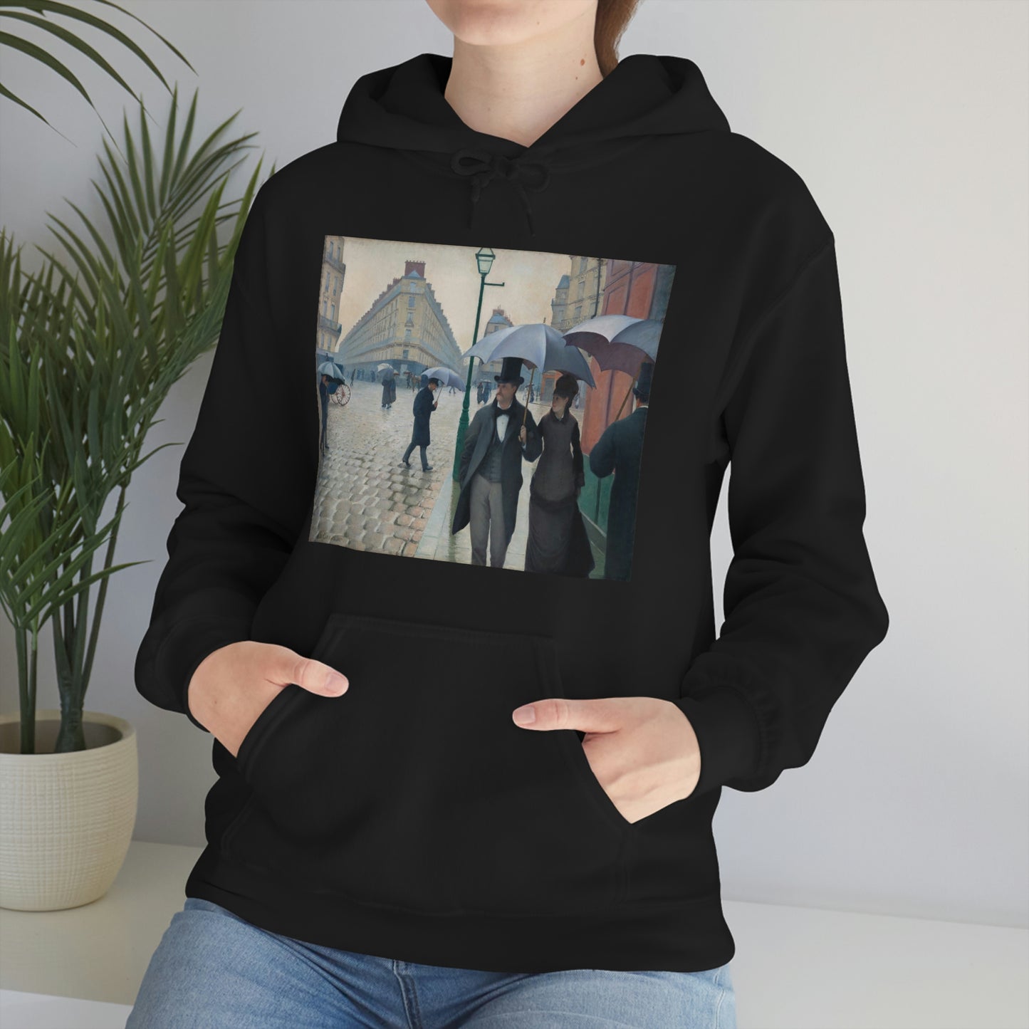 Paris Street, Rainy Day, Gustave Cailebotte - Unisex Heavy Blend™ Hooded Sweatshirt