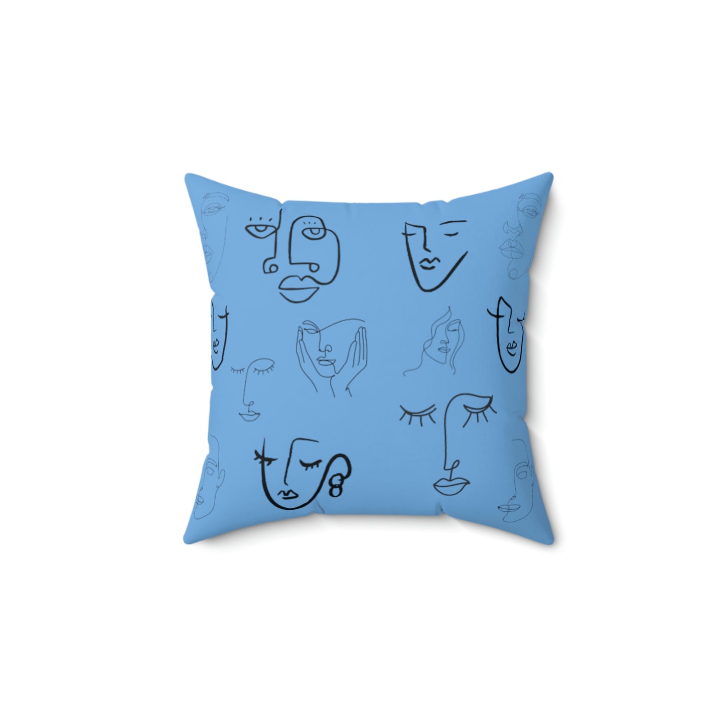 Many Faces blue - Spun Polyester Square Pillow