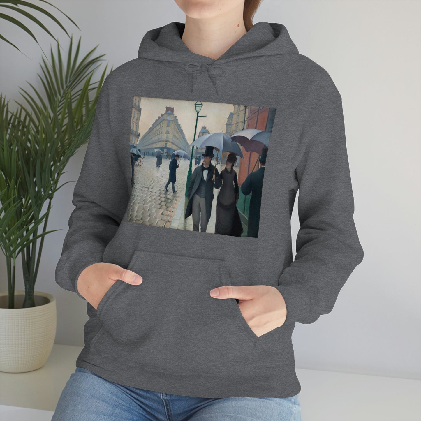 Paris Street, Rainy Day, Gustave Cailebotte - Unisex Heavy Blend™ Hooded Sweatshirt