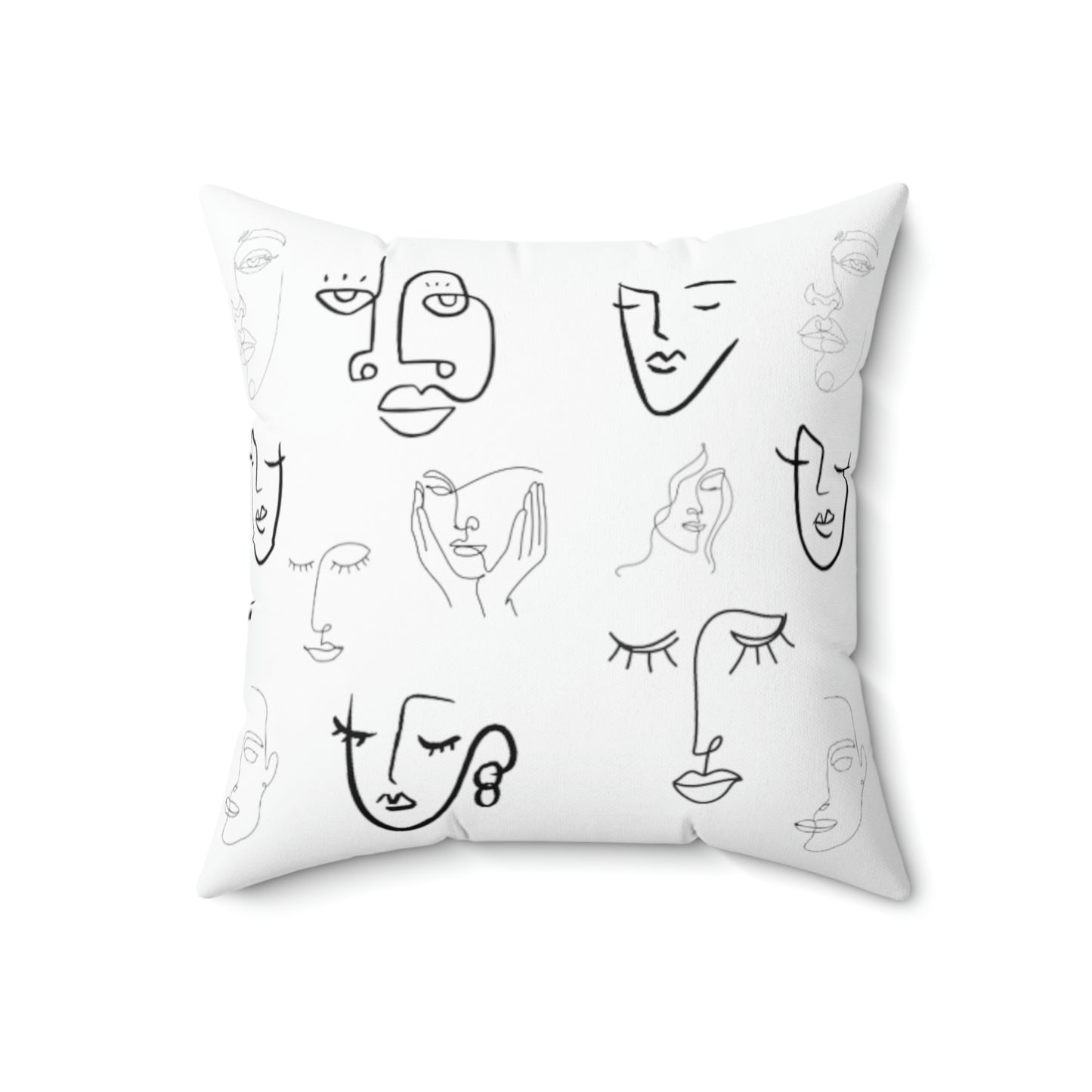 Many Faceswhite - Spun Polyester Square Pillow