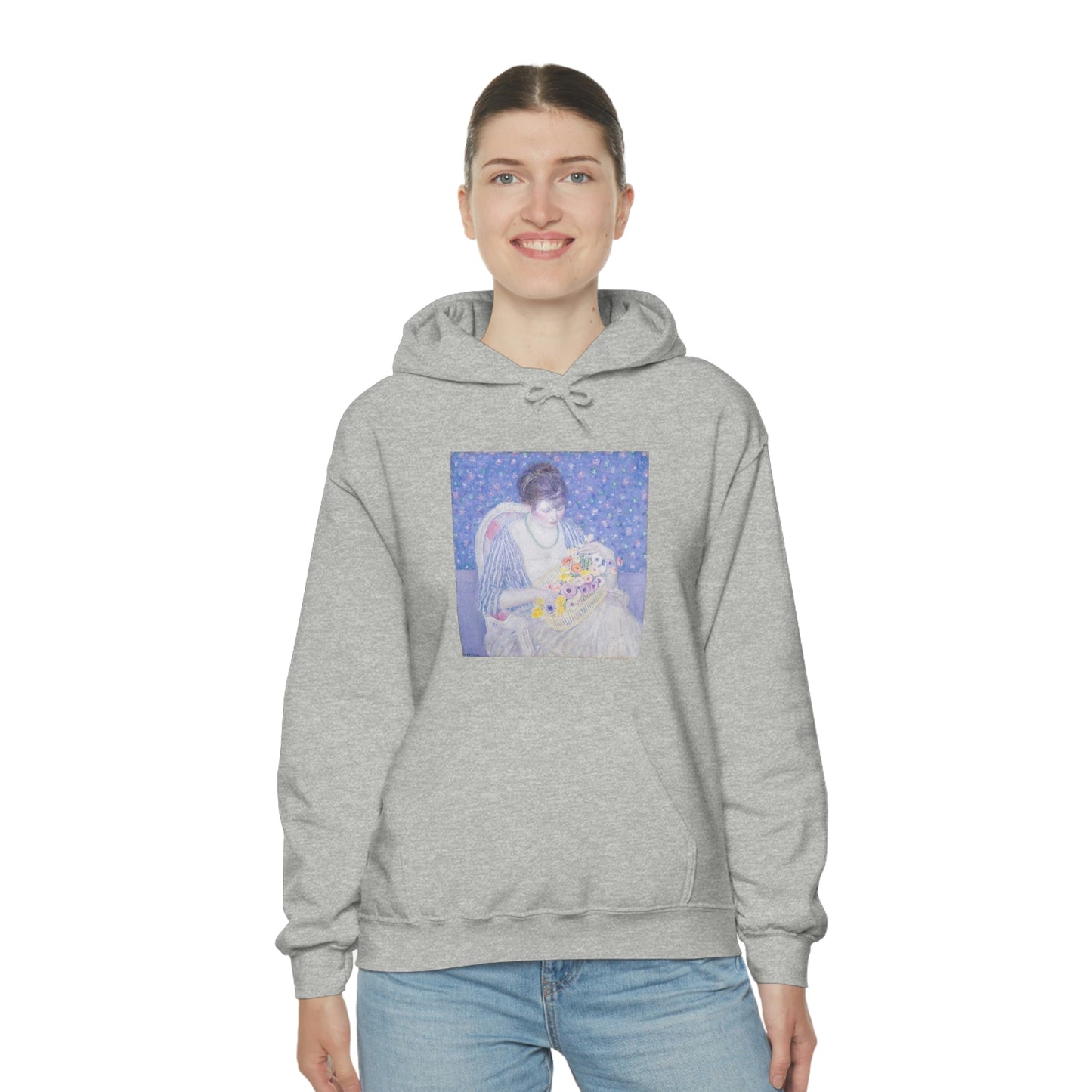 Basket of Flowers, Frederick Carl Frieseke - Unisex Heavy Blend™ Hooded Sweatshirt