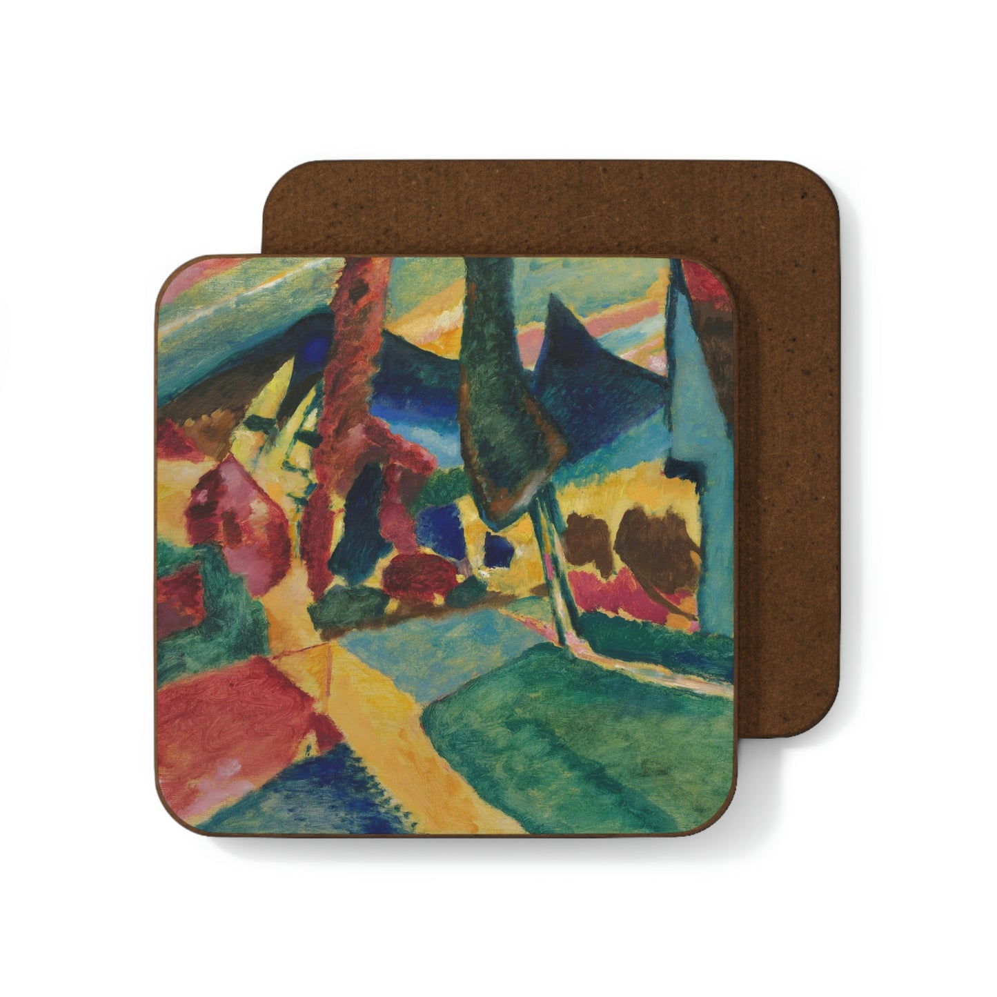 Landscape with Two Poplars, Kandinsky Hardboard Back Coaster