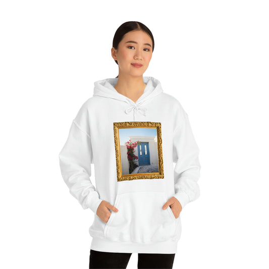 Greece Blue Door, Zara Neifield Photography - Unisex Heavy Blend™ Hooded Sweatshirt