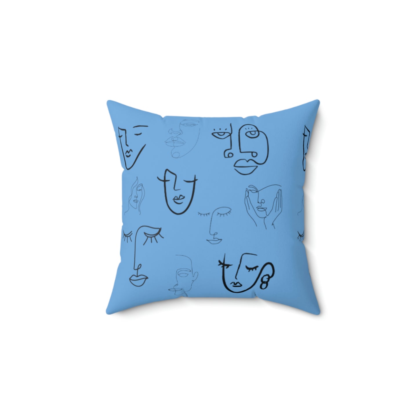 Many Faces blue - Spun Polyester Square Pillow