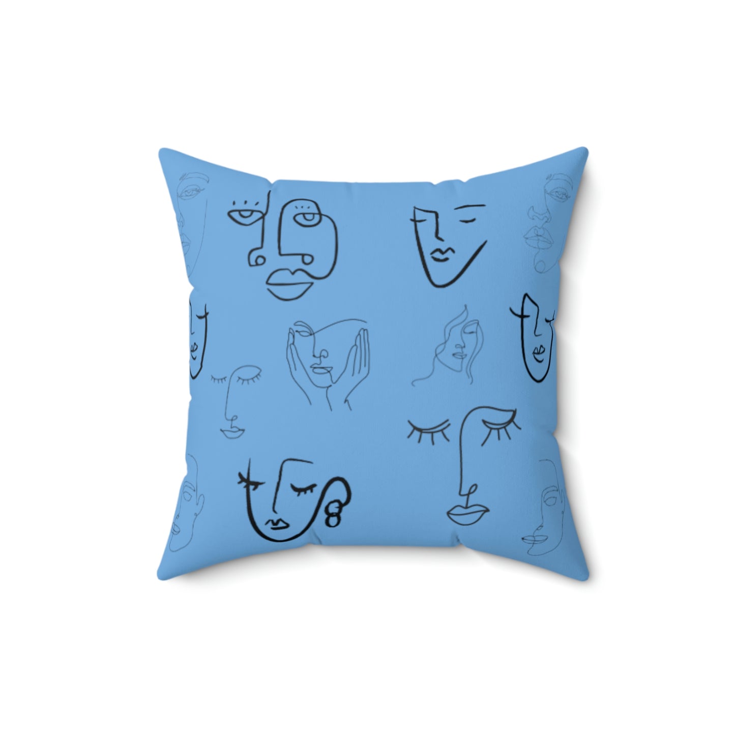 Many Faces blue - Spun Polyester Square Pillow