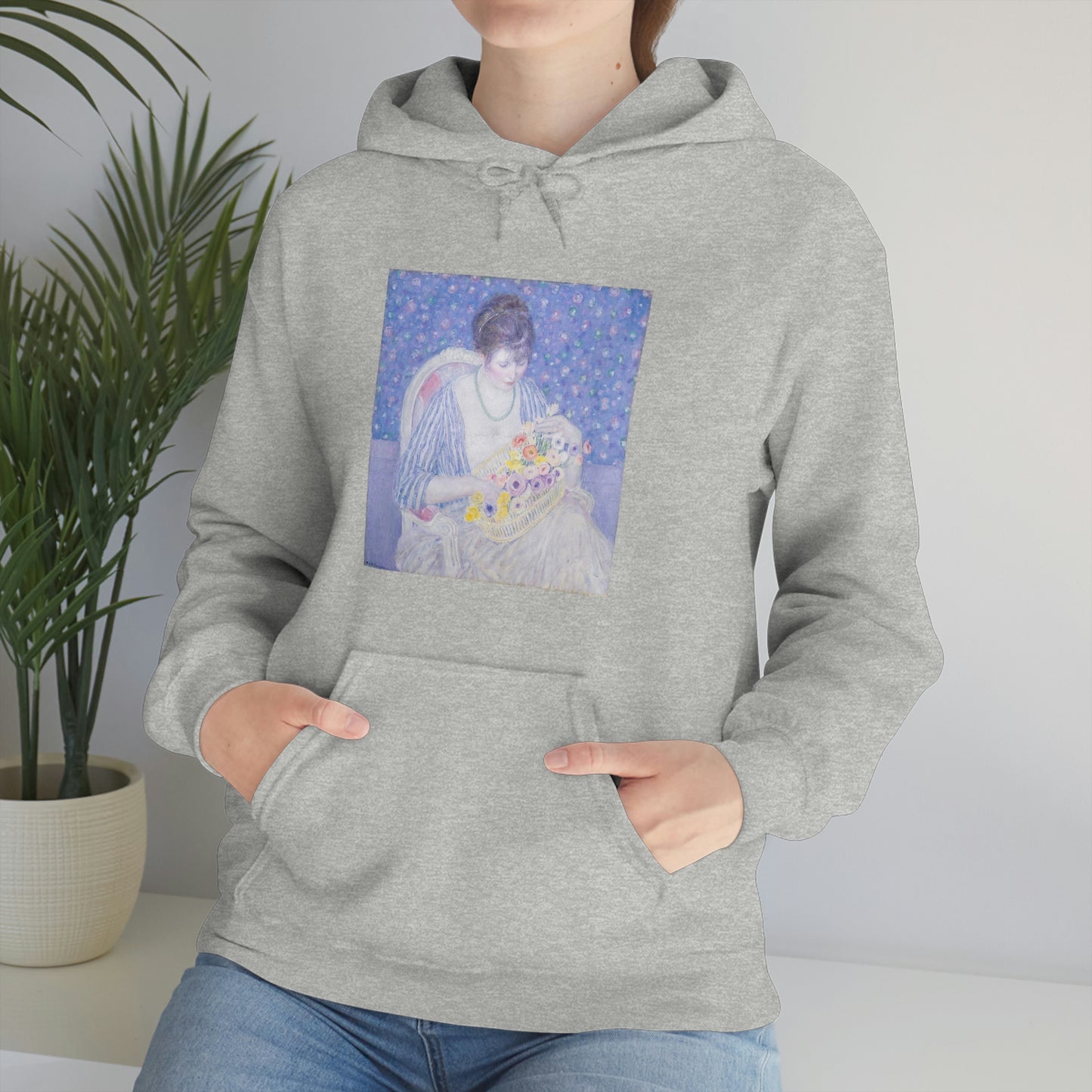 Basket of Flowers, Frederick Carl Frieseke - Unisex Heavy Blend™ Hooded Sweatshirt