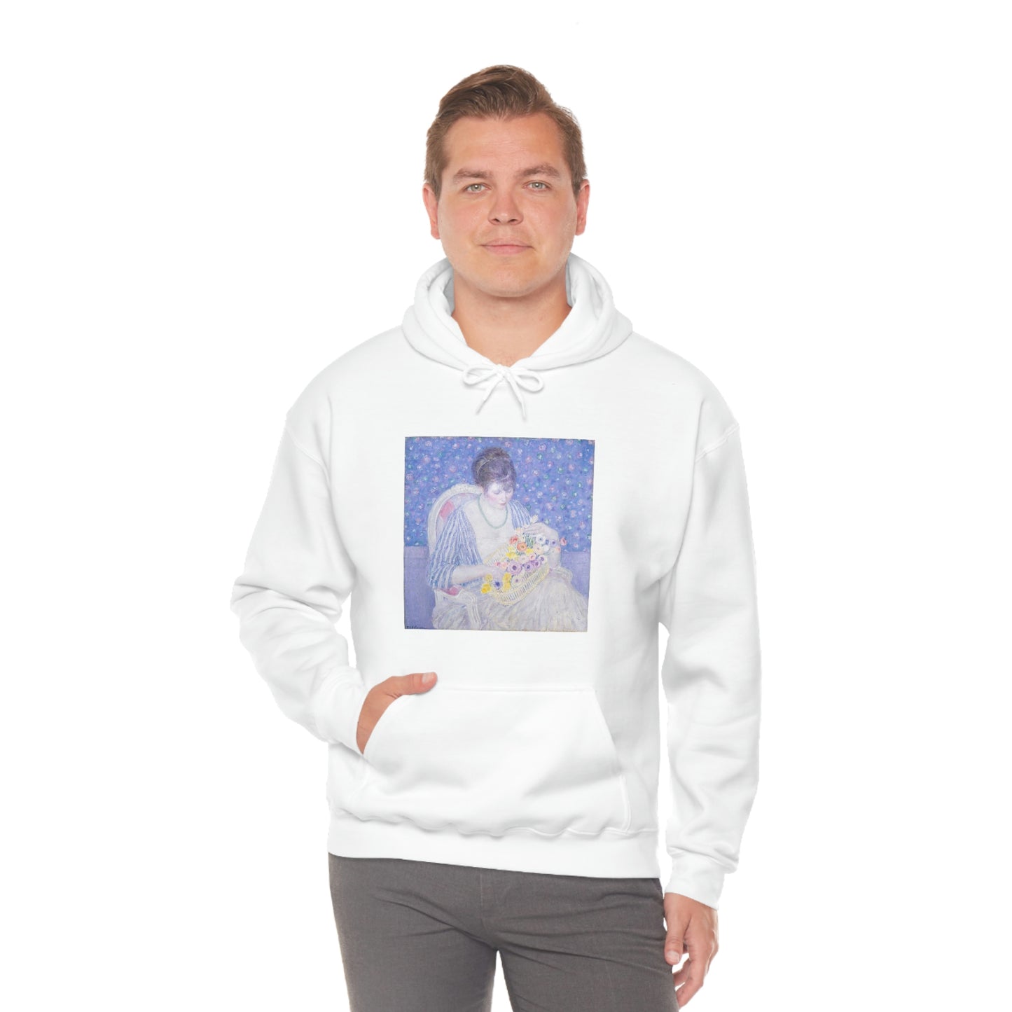 Basket of Flowers, Frederick Carl Frieseke - Unisex Heavy Blend™ Hooded Sweatshirt