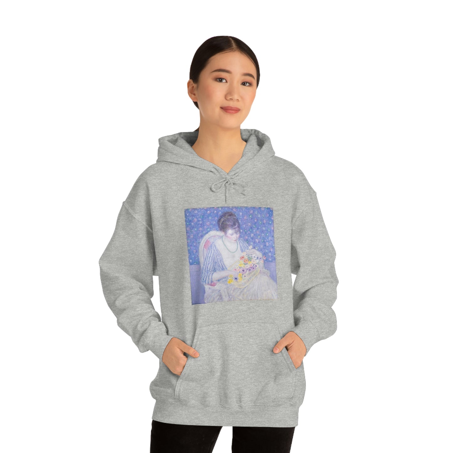 Basket of Flowers, Frederick Carl Frieseke - Unisex Heavy Blend™ Hooded Sweatshirt