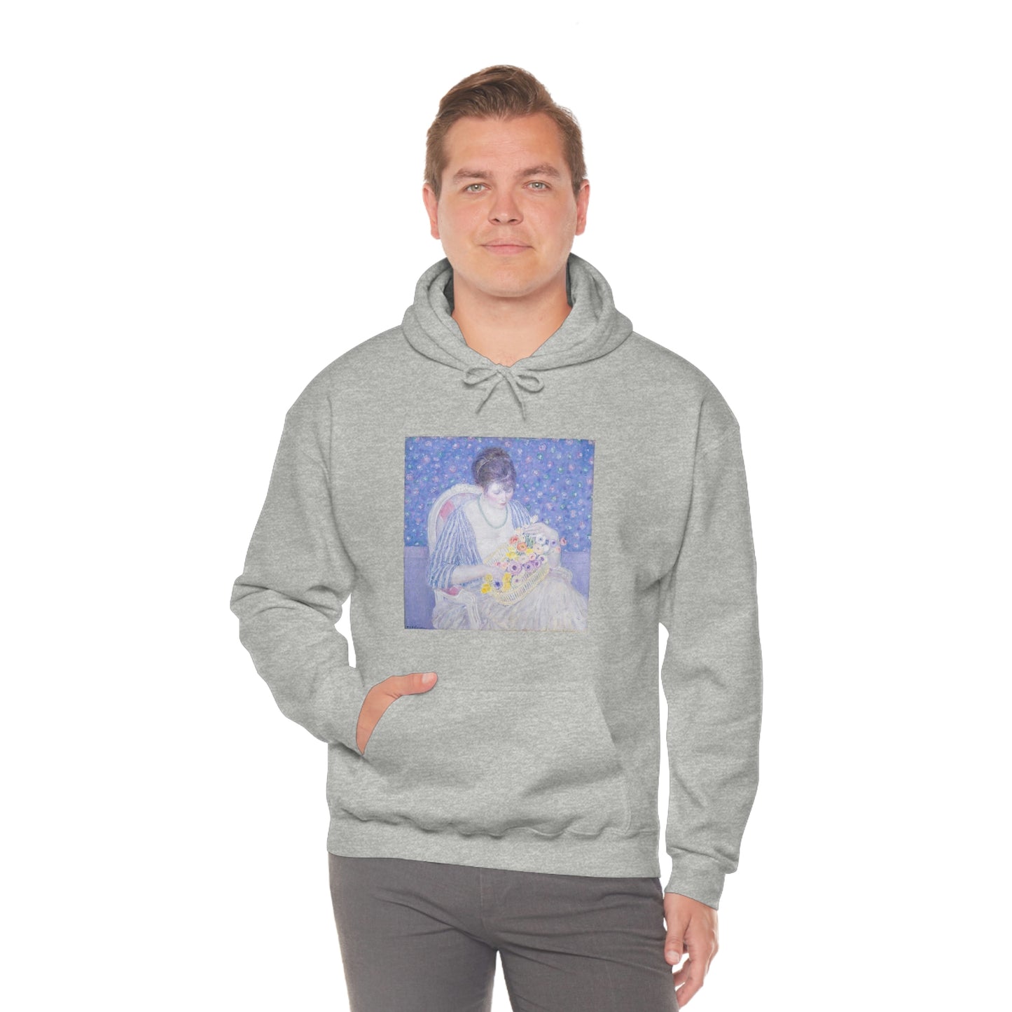 Basket of Flowers, Frederick Carl Frieseke - Unisex Heavy Blend™ Hooded Sweatshirt