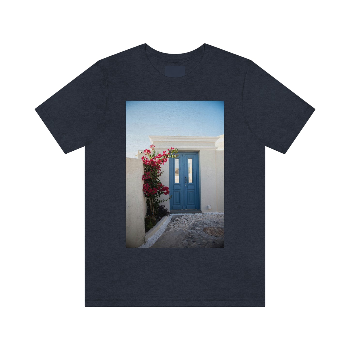 Greece Blue Door, Zara Neifield Photography - Unisex Jersey Short Sleeve Tee