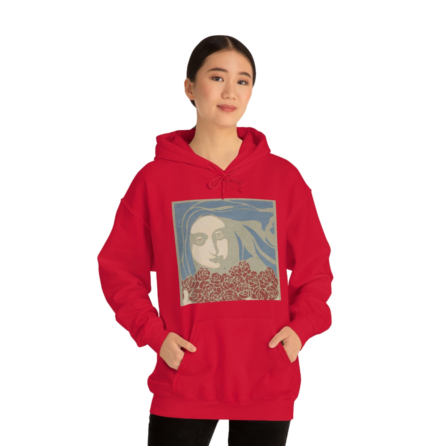 Woman's Head with Roses, Koloman Moser- Unisex Heavy Blend™ Hooded Sweatshirt