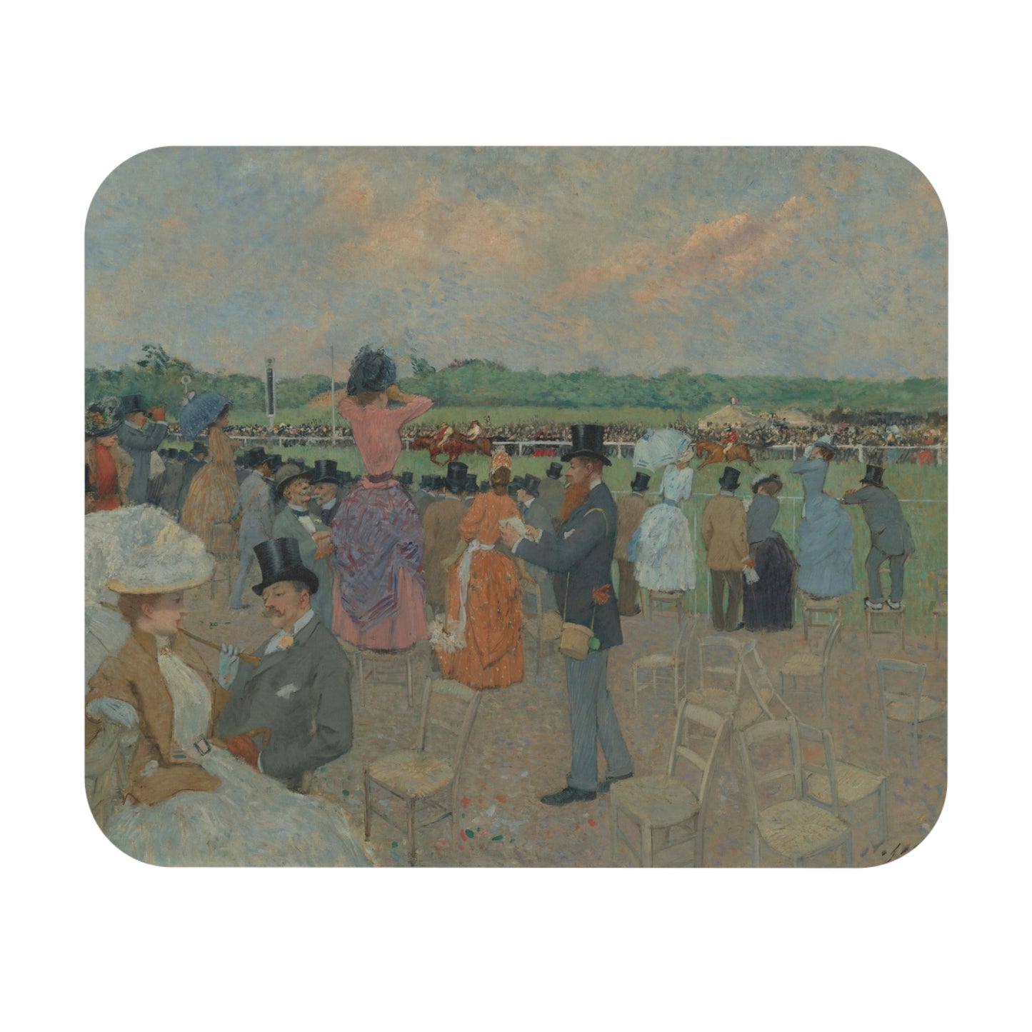 The Races at Longchamp, Jean-Louis Forain Mouse Pad (Rectangle)