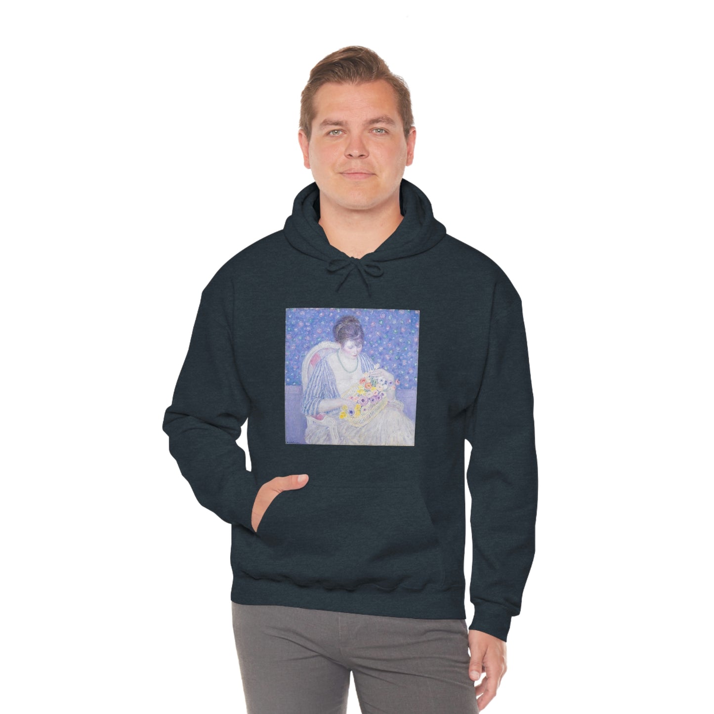 Basket of Flowers, Frederick Carl Frieseke - Unisex Heavy Blend™ Hooded Sweatshirt