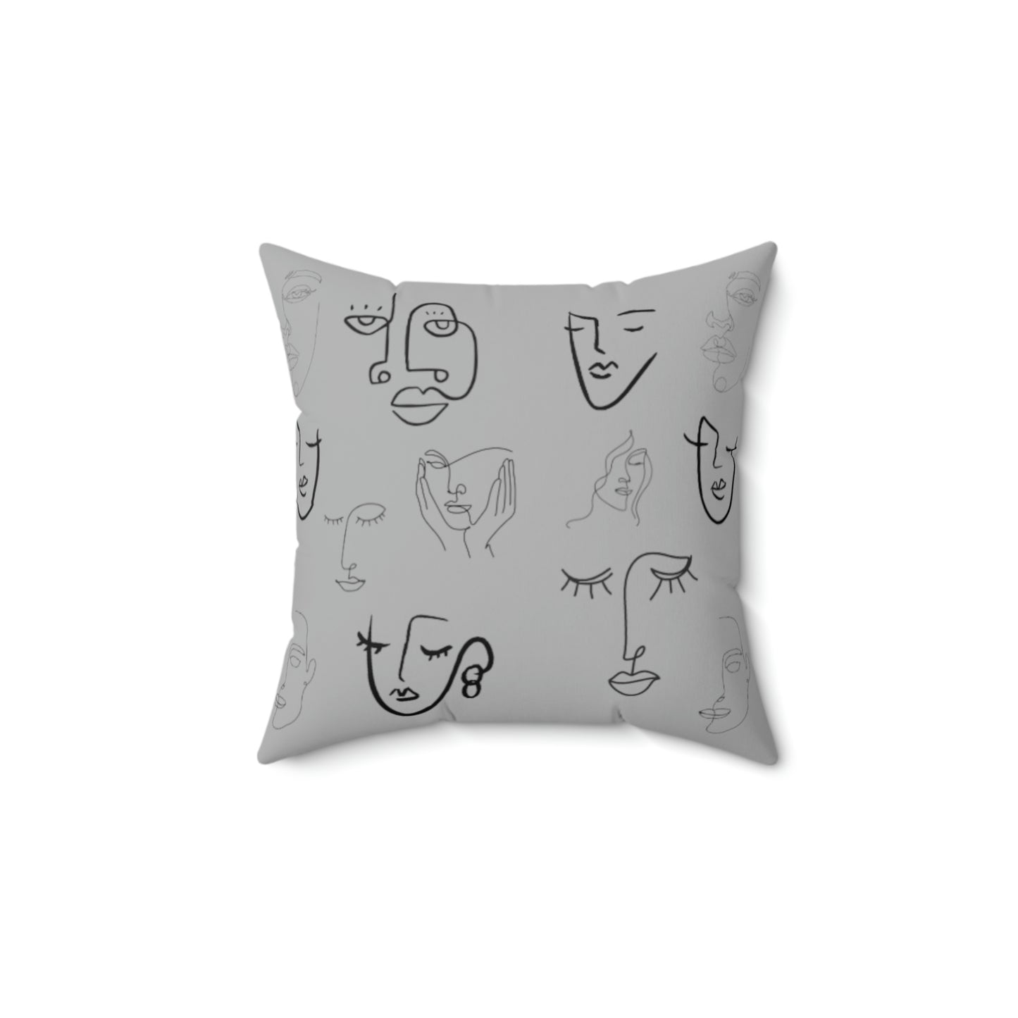 Many Faces grey - Spun Polyester Square Pillow