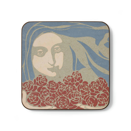 Woman's head with Roses, Koloman Moser - Hardboard Back Coaster