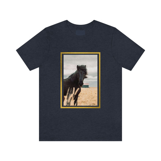 Icelandic Black Horse, Zara Neifield Photography - Unisex Jersey Short Sleeve Tee
