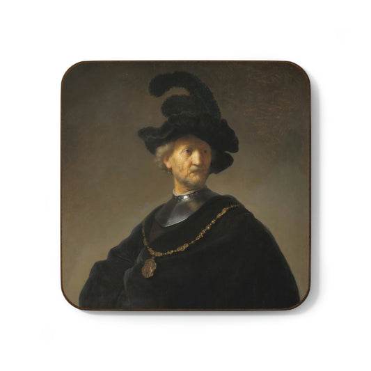 Old Man with a Gold Chain, Rembrandt - Hardboard Back Coaster